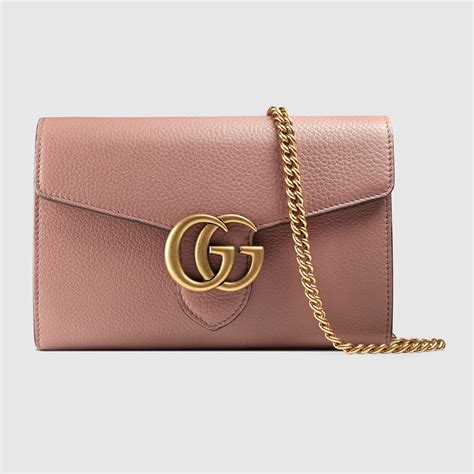 gucci marmont chain wallet pink|gucci marmont leather mini chain bag.